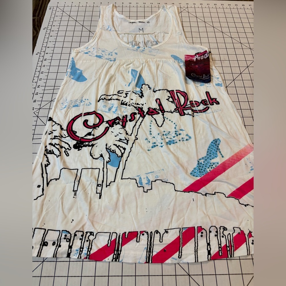 NWT‎ Christian Audigier Women’s Size Medium Crystal Rock Hollywood Shirt - Picture 5 of 8